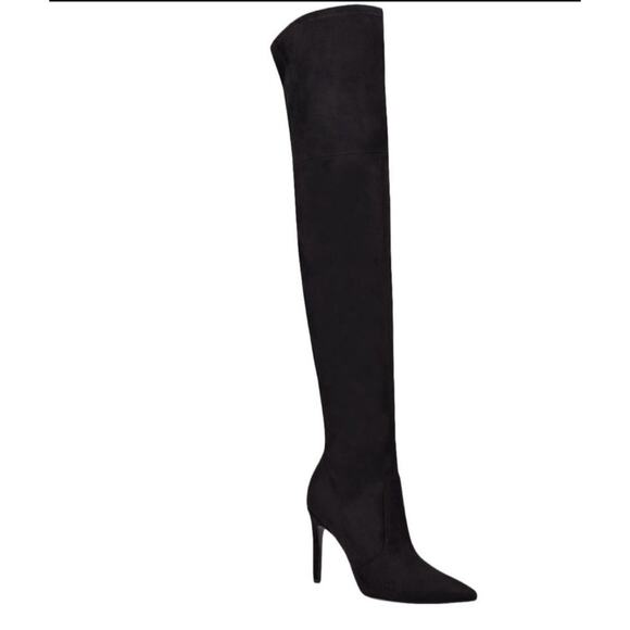 GUESS BONIS Thigh High OVER THE KNEE BOOTS Faux Suede Zip Pointed 5 Heeled New - Picture 7 of 7